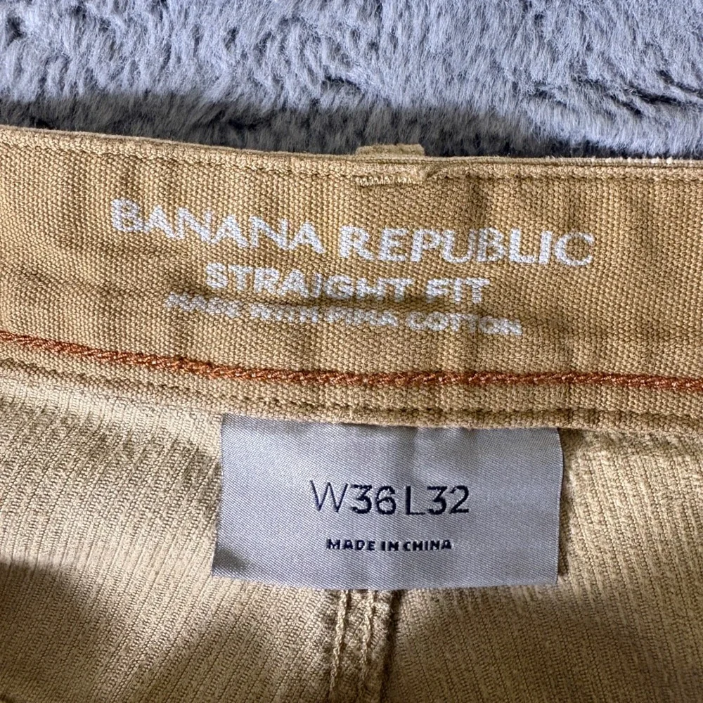 Banana Republic Mens Straight Fit Corduroy Pants Tan Khaki 36x32 Pima Cotton